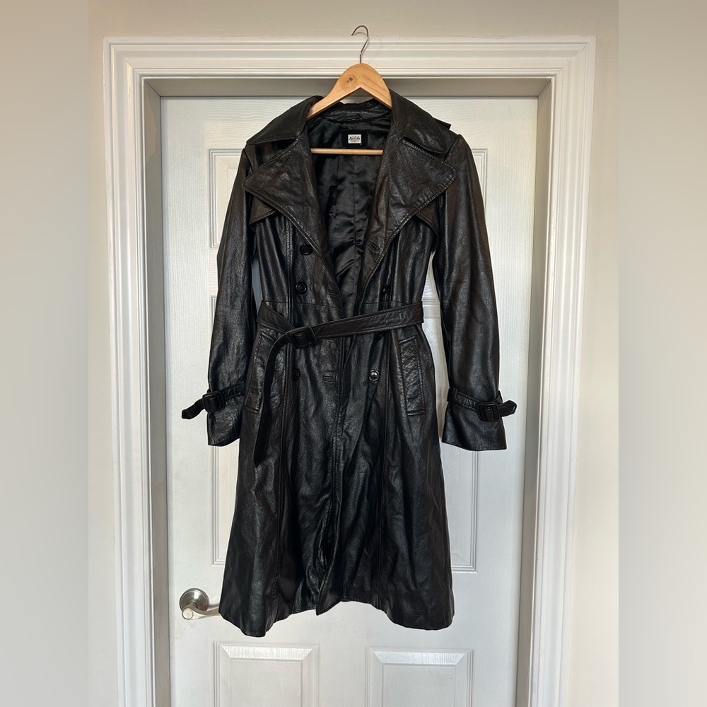 Black soft leather trench coat by Nolita NYC in US size 4-6